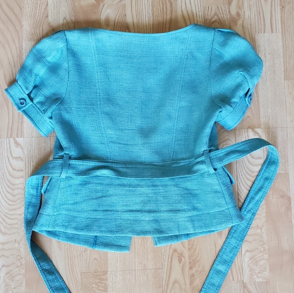 NWOT Valentino Red Two Piece Suit Jacket Skirt blue tweed size 8 Linen blend - Picture 3 of 11